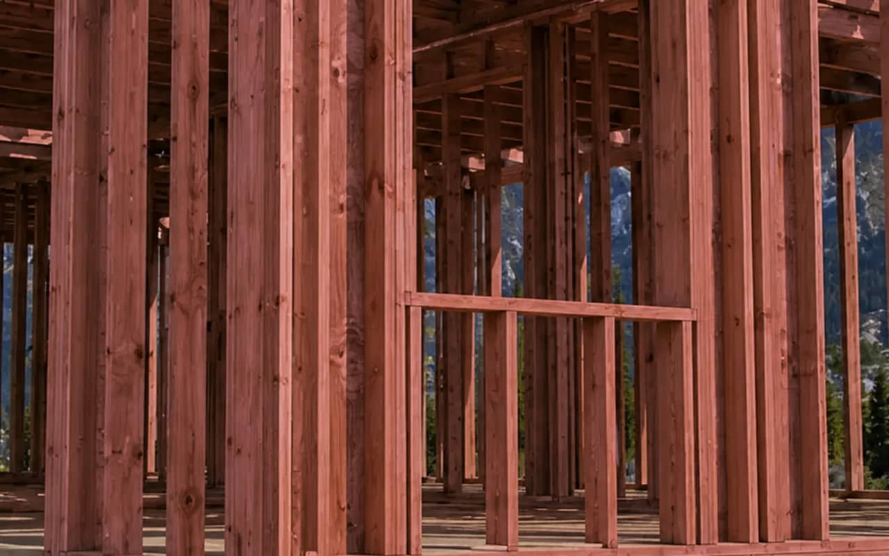 Residential framing photo · treatment color visualized