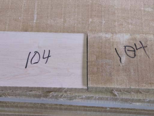 Forest Service maple sample: sanded left, mold visible right